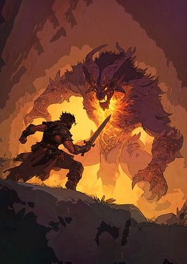 Warrior versus Fire Demon