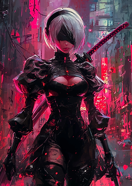 2B Nier Automata Cyberpunk