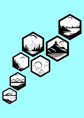 Hexagon Landscape Paragliding Art