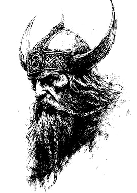 Viking Warrior Black and White Portrait