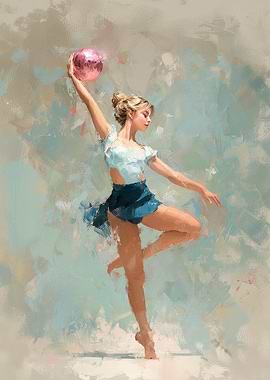 Gymnast with Ball Painting | Gymnastics Room Decor