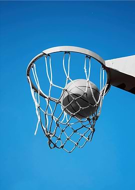 Basketball Going Through Hoop Against Sky