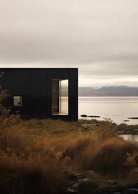 Modern Black House Lake