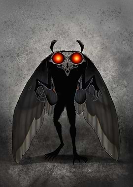 Mothman Creature with Red Eyes