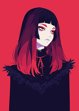 Gothic Girl Minimalist Pop Art Illustration
