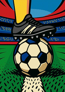 Soccer Ball and Cleat Pop Art Vector