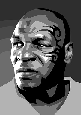 Mike Tyson Portrait - Black and White
