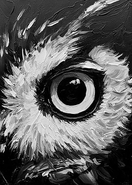 Monochrome Owl Eye Painting