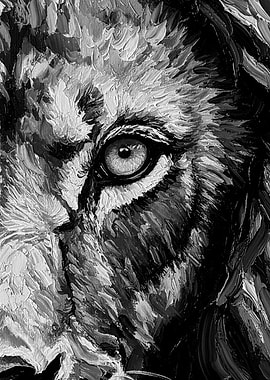 Monochrome Lion Portrait