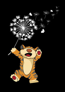 Cute Tiger Lover Kids Dandelion Flower Baby Tiger