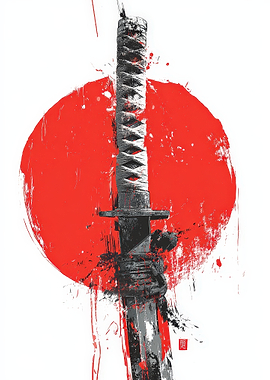 Katana Sword with Red Sun