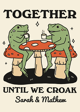 Frogs Drinking Tea Together Illustration
