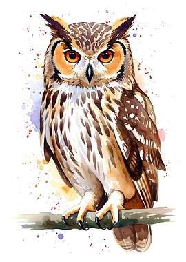 Watercolor Owl Portrait
