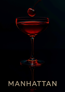 Manhattan Cocktail with Cherry