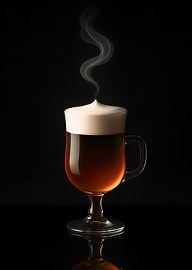 Irish Coffee with Cream and Steam