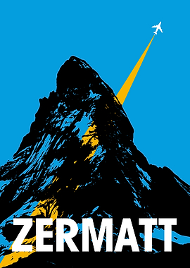 Zermatt Mountain Airplane Travel Poster