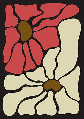 Abstract Floral Design on Black Background