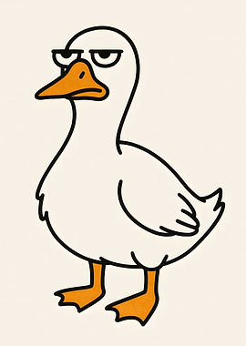 Grumpy Duck Cartoon – Funny Minimalist Animal Art for Humor Lovers.