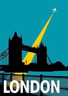 London Travel Poster with Tower Bridge
