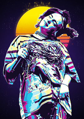 Billie Eilish Retro Pop Art Portrait