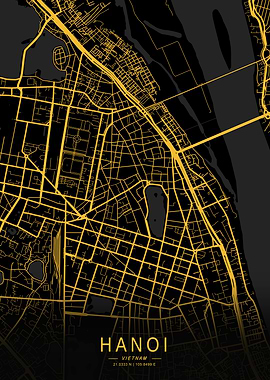 Golden Hanoi City Map