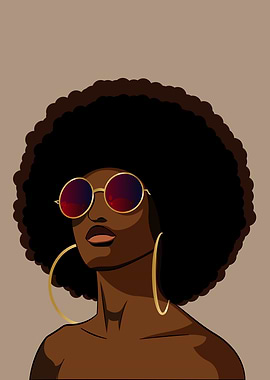 Afro Woman with Sunglasses Illustration