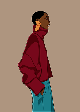 Fashion Illustration of Woman in Burgundy