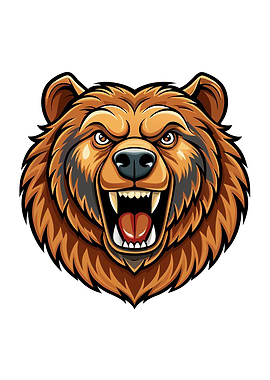 Cartoon Angry Brown Bear Head