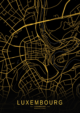 Golden Luxembourg City Map