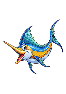 Cartoon Marlin Fish Illustration
