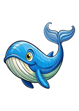 Cartoon Blue Whale Illustration