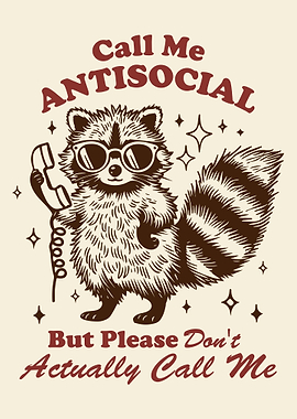 Antisocial Raccoon with Phone