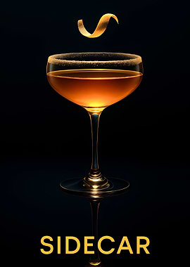 Sidecar Cocktail on Black Background