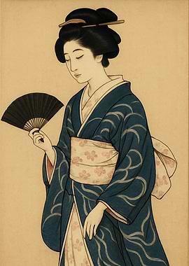 Japanese Woman with Fan