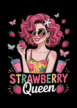 Strawberry Queen Cartoon Illustration