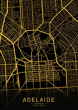 Golden Adelaide City Map