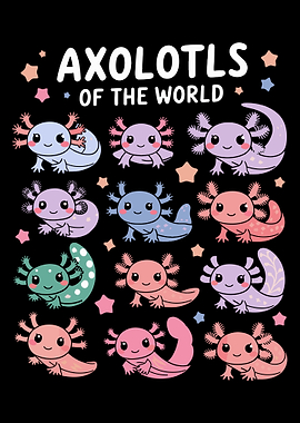 Axolotls of the World Cute Pattern