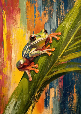 Frog on Leaf Painting
