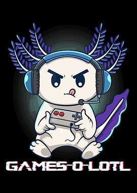 Axolotl Gamer Cartoon Illustration