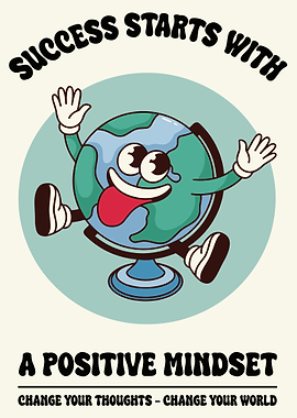 Positive Mindset Cartoon Globe