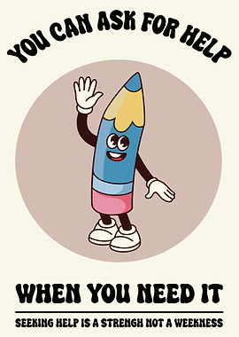 Cartoon Pencil Character Asking for Help