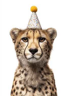 Cheetah with Party Hat