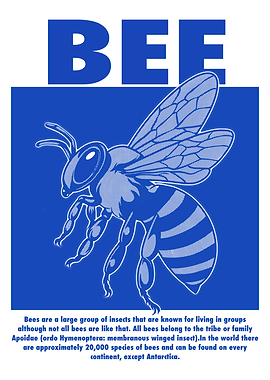 Bee Illustration on Blue Background