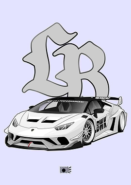 White Lamborghini with LB logo illustration
