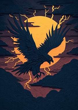 Eagle Soaring Against a Fiery Sky Portrait