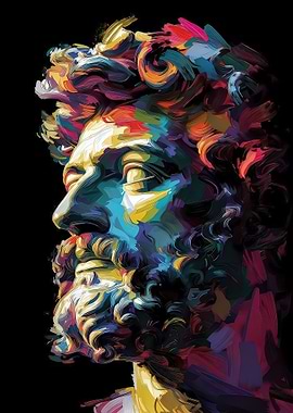 Colorful Statue Head Profile