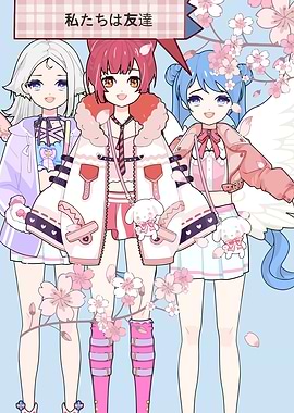 Anime Girls with Cherry Blossoms