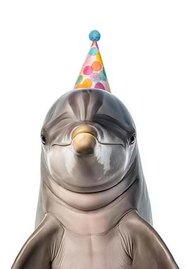 Dolphin with Party Hat