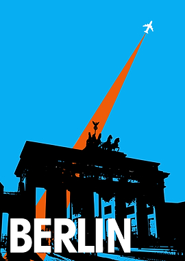 Berlin Travel Poster with Airplane