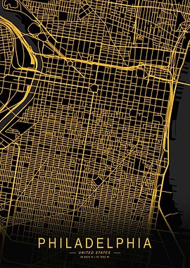 Golden Philadelphia City Map